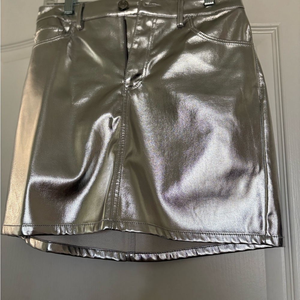 LOFT Shimmering Silver Mini Skirt